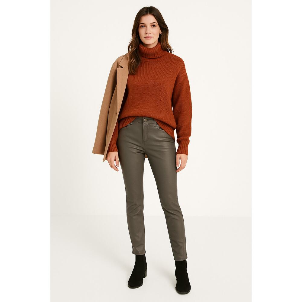 Womens Size 10 Grey Faux Leather Pants Slim Fit